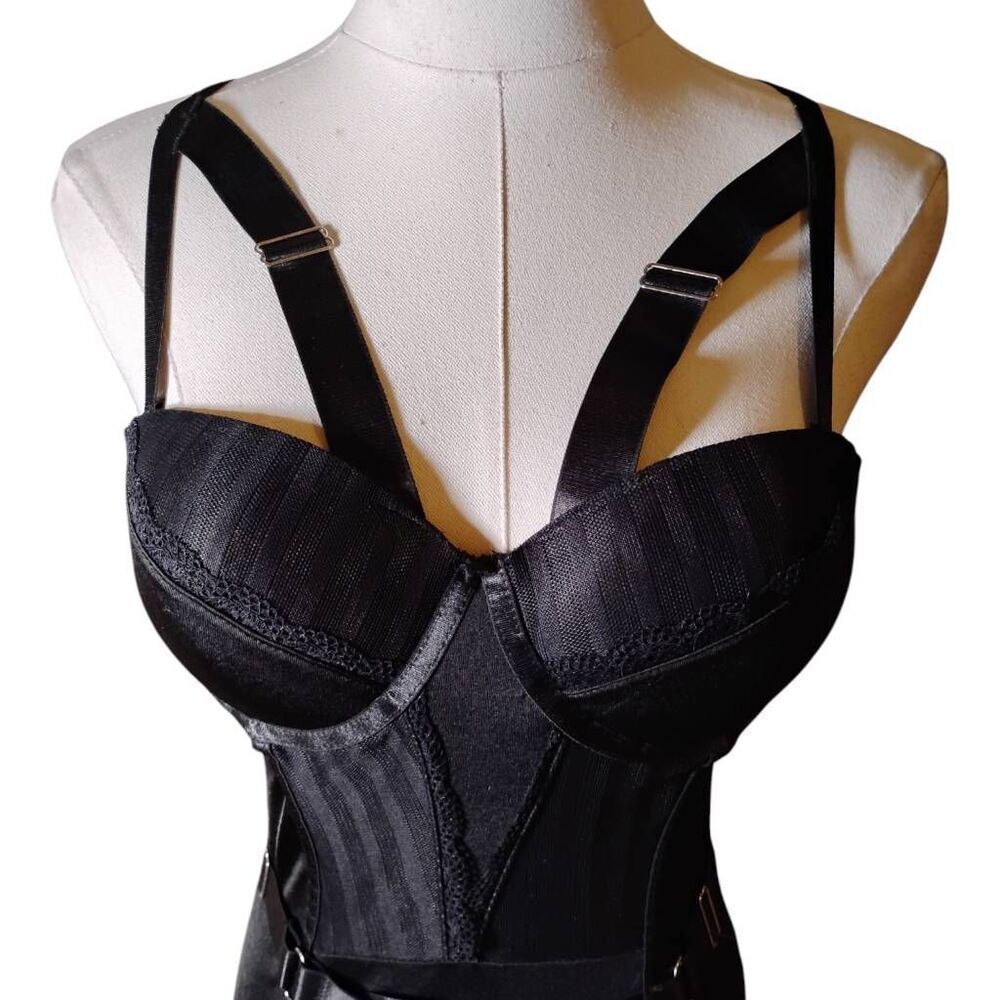 Spirit Black Strappy‎ Goth Bustier Size Medium NWT - Picture 3 of 6
